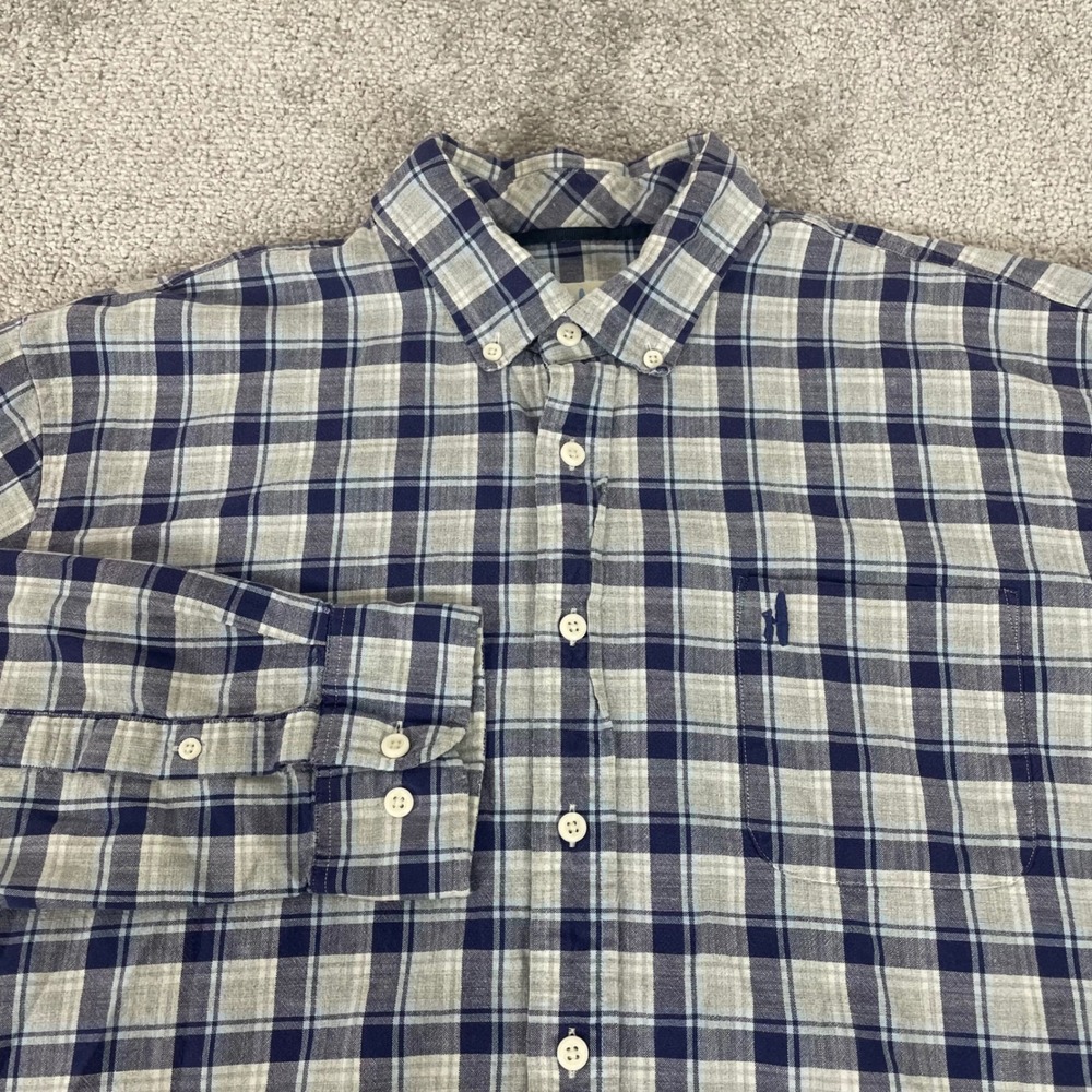 Johnnie O Button Down Shirt Mens Extra Large‎ Plaid Cotton Blue